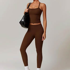 Ensemble de sport de yoga pour femmes écologique de haute qualité vêtements de sport en gros personnalisés avec short taille basse techniques lavées - Product Image 5