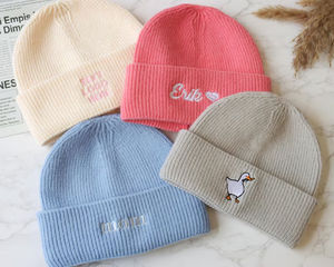 Bonnet brodé côtelé épais en vente en gros Bonnets à tricoter personnalisés Chapeaux avec logo Bonnet en acrylique à revers - Product Image 5