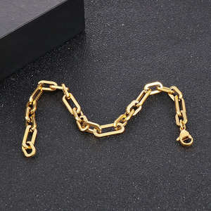 Bracelet à maillons ovales en acier inoxydable KALEN 200 mm, style décontracté, couleur or et argent, breloques géométriques, bijoux religieux mignons - Product Image 5