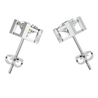 Boucles d'oreilles clous en or massif 14 carats avec moissanite taille princesse 6 mm 2,6 carats VVS1 couleur D sertissage à griffes pour mariage, vente en gros directe usine