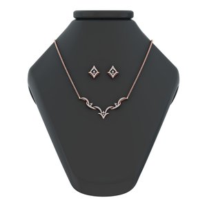 Conjunto de collar y aretes de diamantes cultivados en laboratorio de oro amarillo y rosa de 14K/18K para mujer - Product Image 1