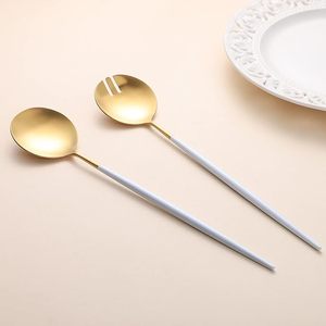 Metal <b>Salad</b> Fork and Spoon Serving Set with Logo Customization For Restaurant Hotel Wedding Usage - Product Image 2