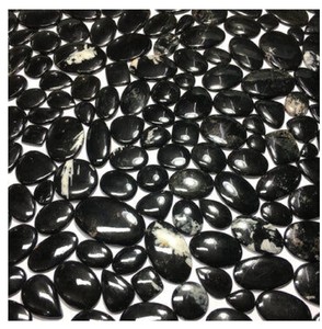 Cabujón de turmalina negra de 3mm de corte ovalado suelto de alta calidad, piedra preciosa negra de ágata Natural, la altura del artículo es alta - Product Image 4