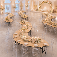 Table pliable en contreplaqué de haute qualité, forme serpentine, design contemporain, pour hôtels, banquets et mariages