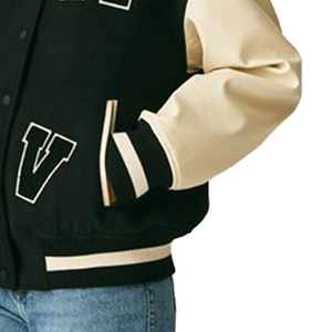 Chaqueta universitaria personalizada para hombre y mujer al por mayor, Mangas de cuero cálidas de primera calidad, parches tejidos de chenilla de poliéster bordados en lana - Product Image 6