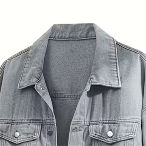 Nouvelle veste en jean gris vintage d'hiver 100% coton de haute qualité avec logo personnalisé pour hommes avec bouton - Product Image 3