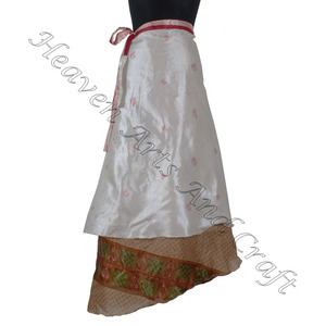 กระโปรงห่อผ้าโสร่งผ้าไหมสองชั้น2ชั้นผ้าซิ่นผ้าไหมวิเศษย้อนกลับได้กระโปรงยาวขนาดพิเศษผ้าไหมวินเทจ38 "กระโปรงห่อ - Product Image 5