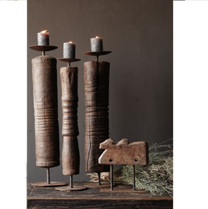 Juego de 3 candelabros cónicos elegantes de madera natural con grano único para decoración de eventos de hogar y bodas - Product Image 6