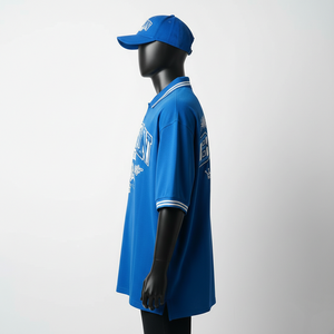 Polo pour homme en polyester piqué de haute qualité, 220 GSM, respirant, couleur bleue, broderie, logo personnalisé, chemises polo pour homme - Product Image 3