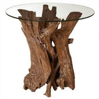 Table basse en bois de haute qualité, meuble à la dérive, rond pour la salle à manger