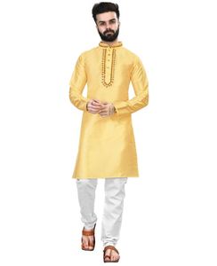 Pijama tradicional de estilo indio, largo, hecho de seda, estilo sólido, tradicional, Kurta - Product Image 3