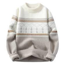 Pull d'hiver pour homme en tricot jacquard coton/acrylique uni 380g, confortable, anti-froissement, anti-boulochage, tendance 2025 - Product Image 2