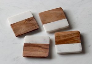 Posavasos Redondos Clásicos de Madera y Mármol Ecológicos Rabeh de Uttar Pradesh para Té, Café y Bebidas - Product Image 5