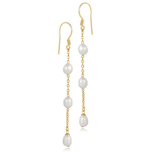 Boucles d'oreilles tendance en argent sterling 925 plaqué or, design rond avec perle, forme crochet, fabrication artisanale turque, vente en gros, cadeau - Product Image 4