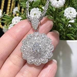 Oro blanco VVS Moissanite corte redondo chapado en oro lindo dijes colgante Hip Hop aniversario Unisex 925 plata esterlina - Product Image 3