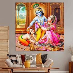 Toile imprimée : Décoration élégante Femme Indienne - Design graphique moderne, ART SUR VERRE TÉRMÉTRAL - Product Image 1