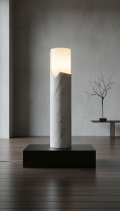 Lámpara de Mármol Carrara Pharos, Iluminación de Lujo Minimalista Hecha a Mano para Espacios Contemporáneos y Elegantes - Product Image 2