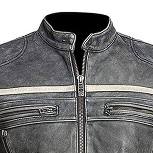 Chaqueta de Cuero Genuino Roja Cortavientos para Hombre Yuchen, Estilo NASCAR, con Parche de Logotipo Personalizado, Diseño Sólido - Product Image 5