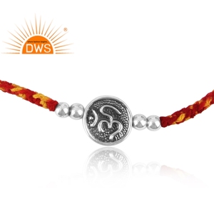 Meilleure vente Bracelet en coton Dori avec breloque en argent sterling oxydé Bijoux personnalisés pour femme Cadeau pour elle - Product Image 2