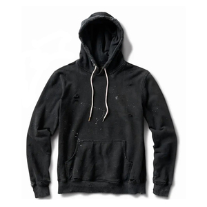 Sweat-shirts en coton pour hommes, personnalisés, style streetwear, épais, effet usé, avec fermeture éclair, doublure polaire respirante, pour l'hiver, en vente - Product Image 6