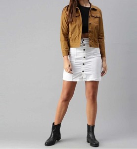 <b>Cropped</b> denim jackets for ladies soft fabric <b>womens</b> denim outerwear stylish classic button-down <b>jean</b> jacket with full sleeves - Product Image 4