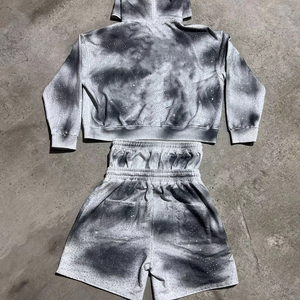 Sudadera con capucha y pantalones cortos de doble cintura para hombre al por mayor 2025 Gsm Heavy Sweatsuit Set para clima de invierno de talla grande 450 - Product Image 5