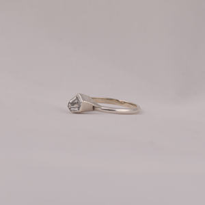 Luxury 1.50 Carat Coffin Cut CVD Lab Grown Diamond <b>Solitaire</b> Bezel Setting <b>Ring</b> Classic Engagement <b>Ring</b> 18KT White Gold Plating - Product Image 2