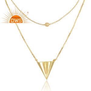 El último diseño hecho a mano 18K chapado en oro Triangular encanto collar Demi joyería fina fabricante - Product Image 2