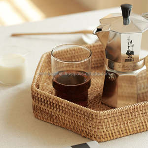 Plateau de service pliable en rotin hexagonal Wintop pour fruits et aliments, fait à la main, écologique, durable et résistant - Product Image 6