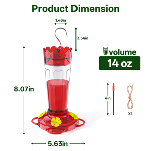 <span class=keywords><strong>Comedero</strong></span> para Colibríes de Tubo Recto Reutilizable de Plástico, <span class=keywords><strong>Comedero</strong></span> para Pájaros Suspendido para Jardín Exterior, Anti-Hormigas y Abejas - Product Image 5