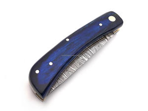 มีดพับเหล็กดามัสกัส Nordic Forge ด้ามไม้ Pakka พร้อมปลอกหนัง มีดพกพา EDC สำหรับล่าสัตว์และตั้งแคมป์ ทำด้วยมือ - Product Image 3