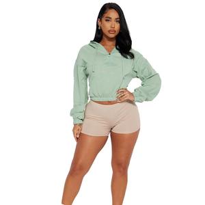 Sweat-shirts pour femmes en molleton doux vert, très demandés pour l'hiver, 100% coton, écologiques, de haute qualité, longueur classique, décontractés, pas chers - Product Image 2