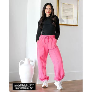 2025 nouvelles femmes taille haute polaire pantalons de survêtement pliable chaud salon pantalon Baggy Joggers avec poches - Product Image 3