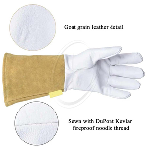 Guantes de soldadura personalizados de piel de cabra Palma de cuero de vaca, guantes suaves y sensibles, certificado CE, guantes de cuero de alta calidad de Pakistán - Product Image 6