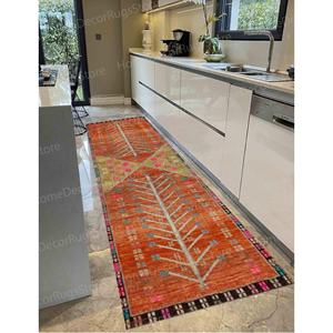 Alfombra Estampada: Alfombras con Diseño de Flores Rosas, Alfombras con Diseño Kilim, Alfombras Naranjas, Alfombra Suave No Tejida - Product Image 2