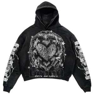 Fabricant de vêtements sur mesure, ensemble de survêtement avec pantalon de survêtement évasé et sweat-shirt à capuche court, effet délavé à l'acide, patch brodé - Product Image 2