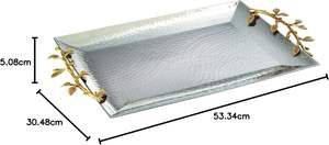 Plateau de forme rectangulaire en acier inoxydable élégant avec poignée en aluminium moulé Plateau de service très exigeant le plus vendu à vendre - Product Image 2