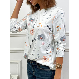 Camisetas de Manga Larga para Mujer, Tejido de Punto, Impresión Digital, Material Suave, Ropa Casual, Transpirable, Antibolitas, Secado Rápido - Product Image 2