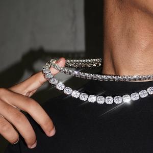 Diamond Tester GRA Hip Hop S925 Silver Iced Bling 3 filas 14mm-20mm VVS Moissanite Cadena de eslabones cubanos para hombres 16MM 18mm - Product Image 2