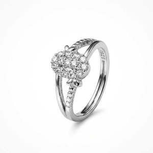 Anillo Geométrico de Platino con Baño de Rodio para Hombre, con Diseño de Diamante de Corte Ovalado, para Compromiso o Promesa - Product Image 3