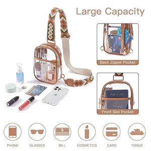 Sac à bandoulière de sport unisexe en PVC à séchage rapide Sac à bandoulière imperméable avec logo personnalisé sur la poitrine Sacs de messager décontracté Design transparent - Product Image 6