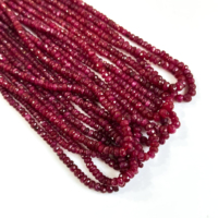 Perles de rubis longido naturelles facettées en forme de rondelle pour la fabrication de bijoux, 2,5-5 mm, pierres précieuses en vrac, perles de rubis, par le fabricant, en vrac