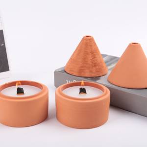 Tarro redondo disponible para velas, tarro liso de terracota para cera, tarro de velas perfumadas redondo - Product Image 5