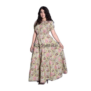 ชุดเดรส Maxi ใส่สบายฤดูร้อนชุดเดรสมิดิเนื้อนุ่มพิมพ์ลายอินเดียสำหรับชุดประจำวันหรือ100% ลำลองผ้าฝ้ายแท้วินเทจ - Product Image 3