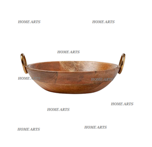 Fantastic Design <b>Wooden</b> Mixing Bowl With Metal Handle Round Shape Food Serving Bowl At Acceptable Price - Product Image 2