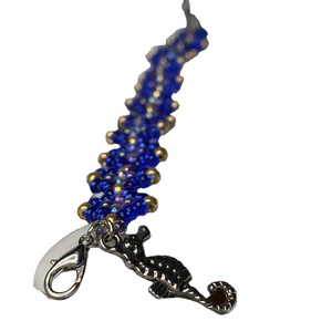 gold and blue <b>beaded</b> <b>bracelet</b> for daily use with lobster logo handmade customize Wholesale Germanium - Product Image 1