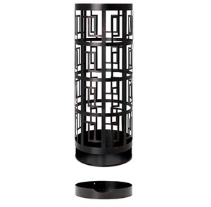 Support de parapluie cylindrique noir élégant avec conception de découpe au laser enduit de poudre élégant articles d'organisateur de décoration d'intérieur pour la maison - Product Image 6