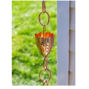 Tasses à fleurs élégantes chaîne de pluie classique en acier inoxydable 304 fait à la main placage de cuivre pur son unique pour la décoration extérieure - Product Image 1