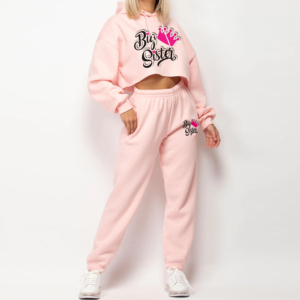 Nouveauté Ensemble survêtement deux pièces en coton pour femmes Ensemble de jogging deux pièces solide et maigre Ensemble haut court à capuche pour filles - Product Image 5