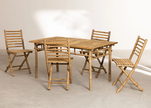 Ensemble de chaises de table en bambou moderne et écologique, personnalisable pour l'intérieur et l'extérieur, mobilier de maison pliable minimaliste pour la salle à manger - Product Image 5